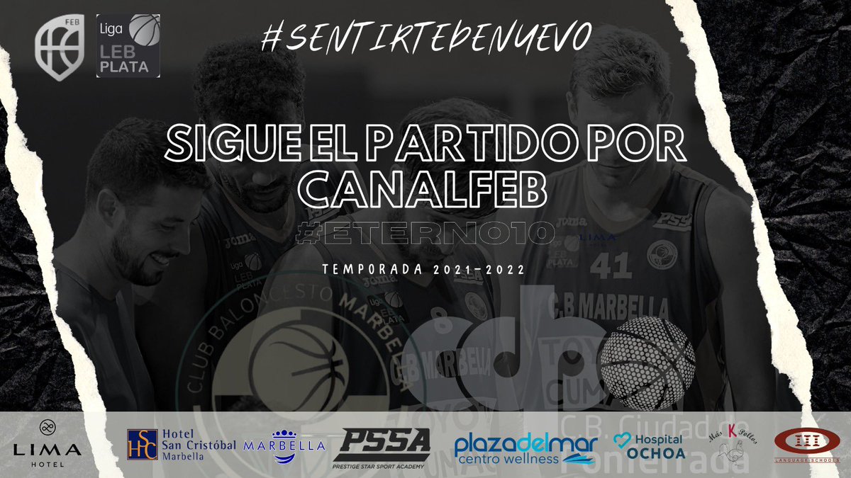 CBMarbella1's tweet photo. 📺🔊 #Directo 🔥 I ¡Desde las ⌚️20:00 horas sigue en directo el partido ante @baloncestoCDP en #CanalFEB!

➡️ Os dejamos en enlace para que podáis estar al tanto de lo que sucede en la pista. 

📲 https://t.co/KdaAJ6t59k

🔵⚪️ #CBMPON #SentirtedeNuevo https://t.co/9ROGx0IUR3