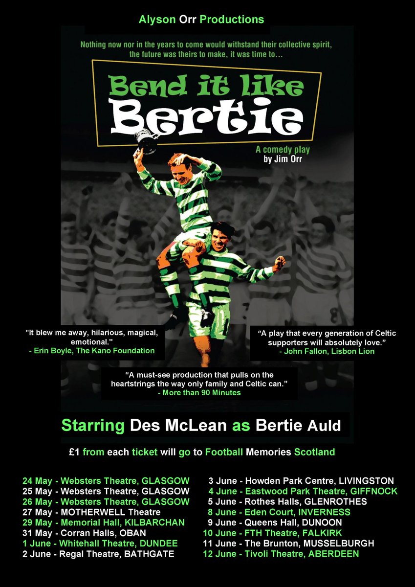 BEND IT LIKE BERTIE in KILBARCHAN now confirmed.

seetickets.com/event/bend-it-…

Full tour dates attached.

"It blew me away, hilarious, magical, emotional." - Erin Boyle (The Kano Foundation)

<a href="/TheShamrock1888/">T H E ~ S H A M R O C K ☘️</a> <a href="/Celticnewsnow/">Celtic news now</a> <a href="/plyons45/">Paul B Lyons.</a> <a href="/CelticResearch/">Celtic Research</a> <a href="/desmclean/">des mclean</a> @PaulTheTim <a href="/FpaCeltic/">Celtic FPA</a>