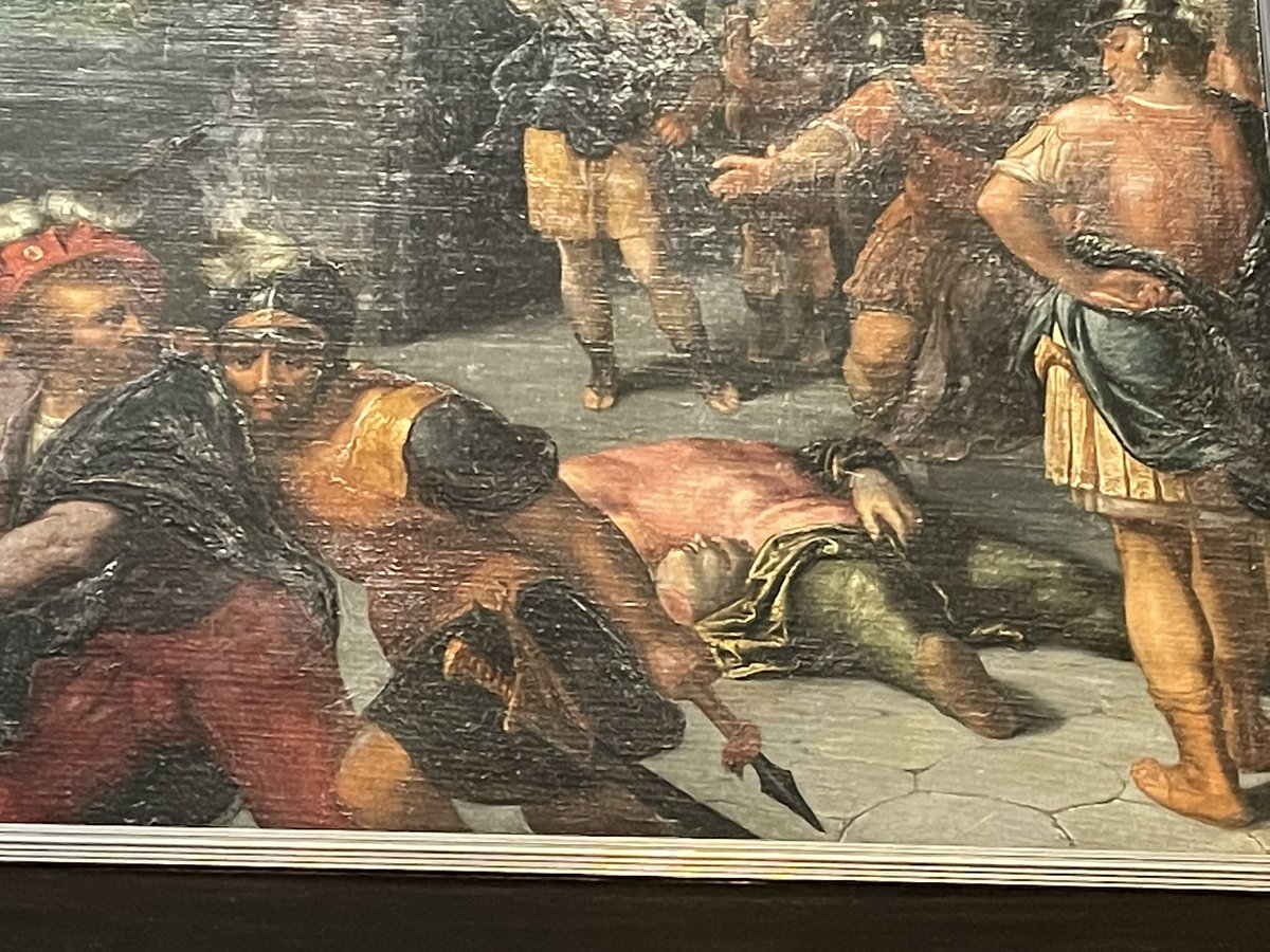 BooksPast's tweet photo. I like how in this one the dead guy clearly chose to protect his junk rather than his head. Priorities. 
(The Revolt of the Batavians, Otto van Veen, 1556-1629) https://t.co/FfUHFNJ89A