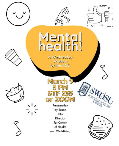 SWOSUSupport's tweet image. Don&apos;t Miss Out! Today @ 3PM in Stafford 235, or over ZOOM, the ASC is hosting a presentation about campus Mental Health Services. All attending students will be entered for a chance to WIN A $500 SCHOLARSHIP!

zoom.us/my/academicsup…