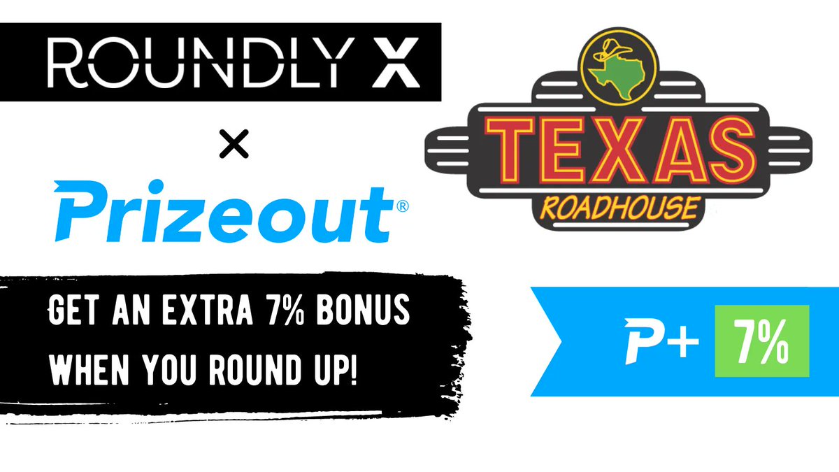 RoundlyX's tweet image. Everything is bigger in Texas and so are the #Roundups! 🤠

@texasroadhouse is offering a 7% bonus on roundups with @ThisIsPrizeout. 

Learn more about #Prizeout &amp;amp; @Roundlyx at: buff.ly/35JPoAU