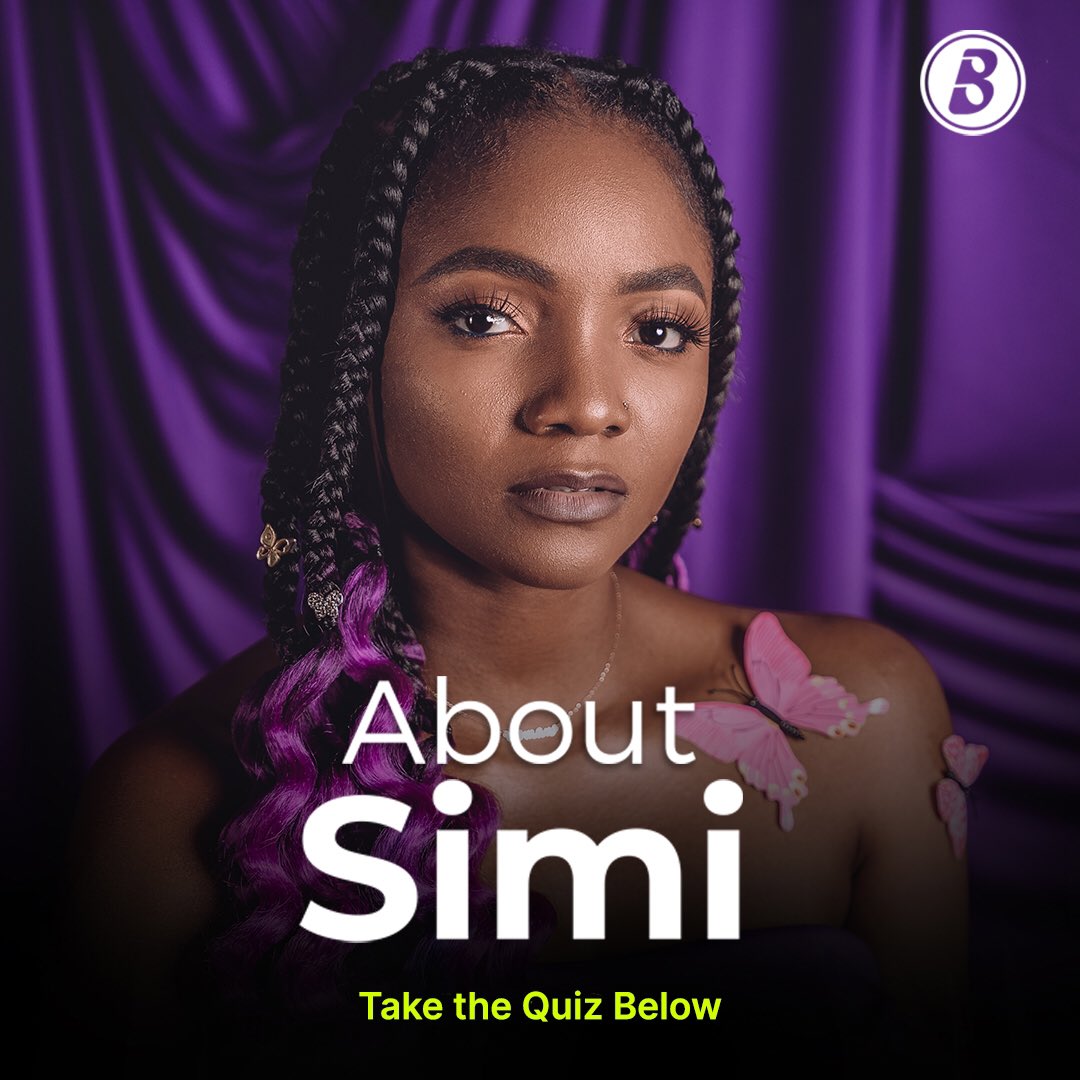 BoomplayNigeria's tweet photo. A Queen and more!👸🏾 How well do you know Déjà’s Mommi?🤔

Take the #AboutSimi quiz below to test your knowledge of @SympLySimi! 🧩

#Simi #FocusPlaylist https://t.co/3UYK9uwnL0