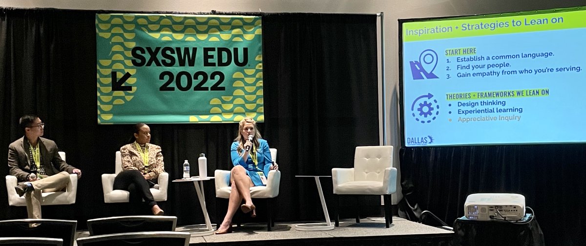 3 key tips from <a href="/k10watkins/">Kristen Watkins</a> <a href="/PersonalizeDISD/">Personalize Dallas ISD</a> for getting started with innovation: 1) establish common language; 2) find your people; 3) empathize with those you're serving. #SXSWEDU