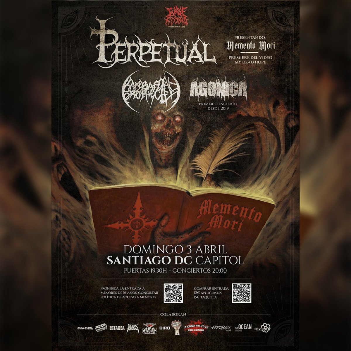BPband_official's tweet photo. 🔥 Atención!!!

🔹FIESTA PRESENTACION MEMENTO MORI, nuevo disco de Perpetual editado por Base Record Production  ‼️ Sala Capitol  , SANTIAGO DC DOMINGO 3 ABRIL 2022

Perpetual + Agónica  + BP + PREMIER DE NUEVO VIDEOCLIP DE PERPETUAL “MY DEAD HOPE”

 #musica #music #livemusic https://t.co/BCcdB2ol68