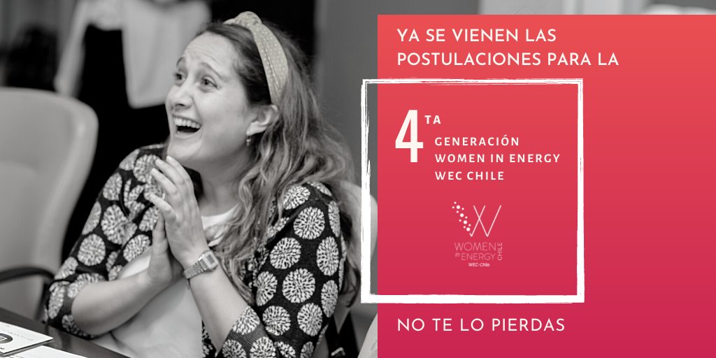 WEC_Chile's tweet photo. ¡Atenta! 👀 Pronto entregaremos toda la información para que puedas postular a la 4ta versión de nuestro programa de liderazgo femenino #WomenInEnergy.

Síguenos en rrss 💁‍♀️👩‍🔧👩‍🏭👩‍🌾🧞‍♀️

#8Marzo2022 #8M #humanisingenergy https://t.co/FUyWZu1Mx1