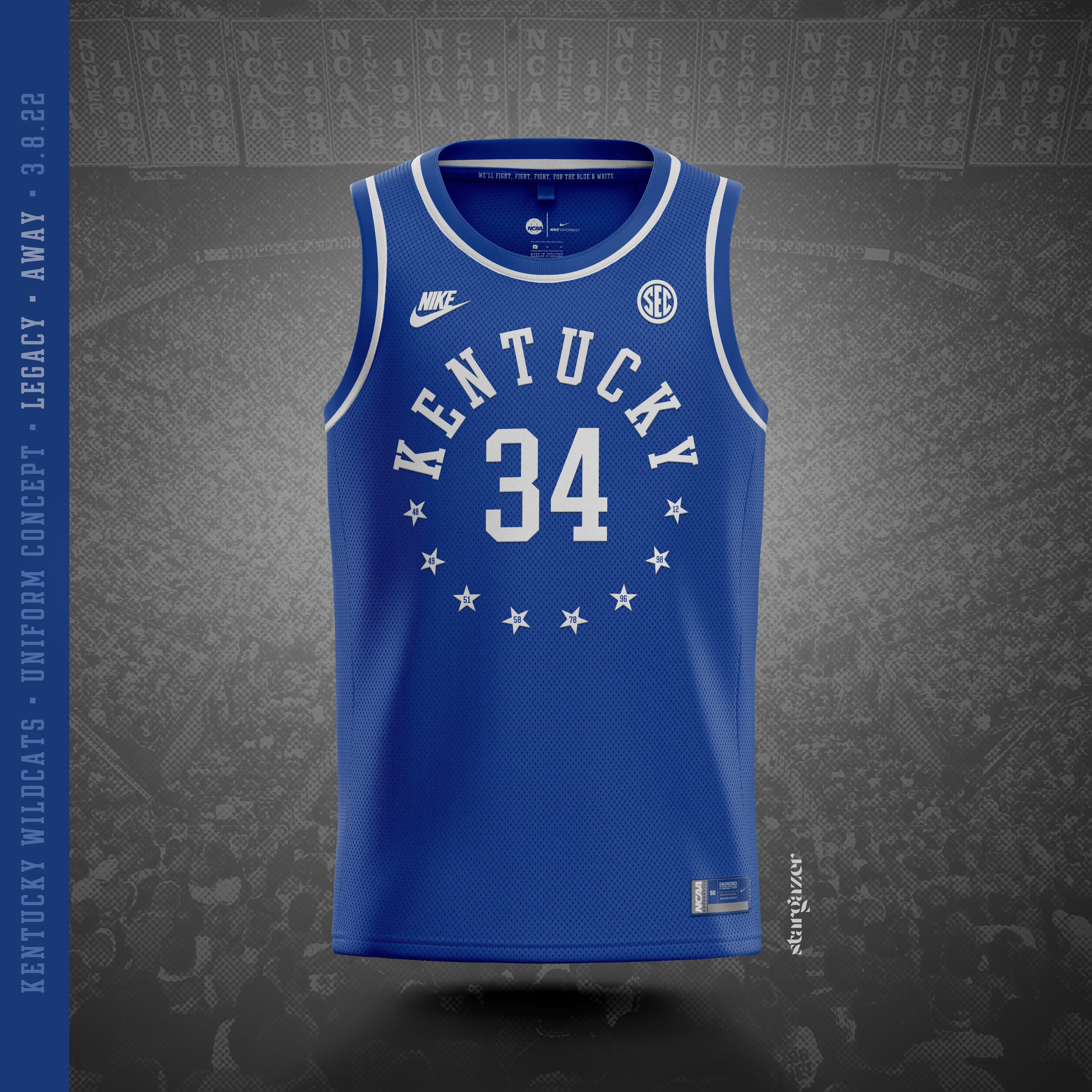 Custom Kentucky Wildcats Basketball Jersey Name and Number College Blue Elite 2022-23