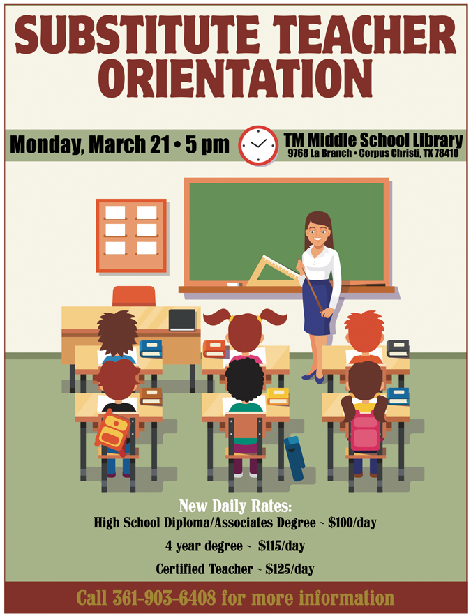 Come and join us for our last Substitute Orientation for this 2021-2022 School Year.