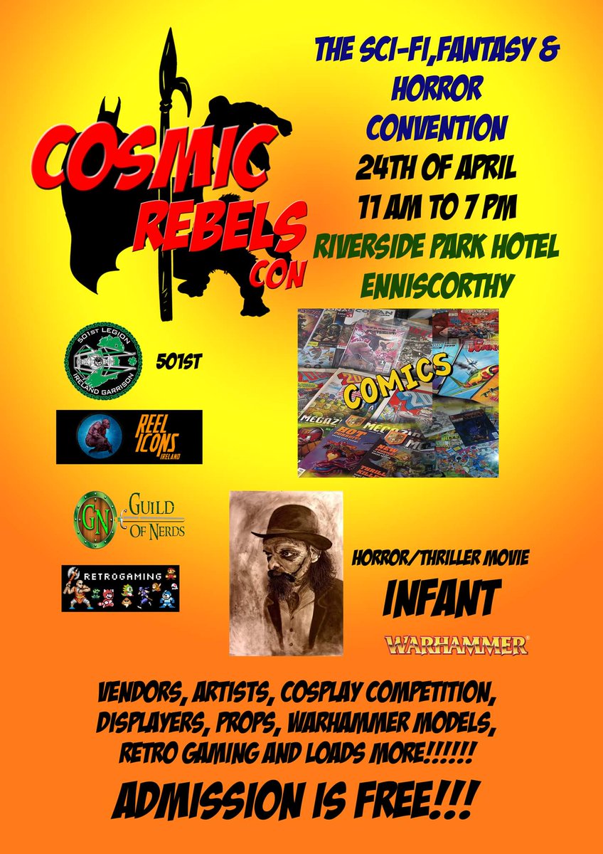 cosmicrebelscon's tweet photo. Don't forget to spread the word about the con. 24th of April. https://t.co/UnOeuxhFk0