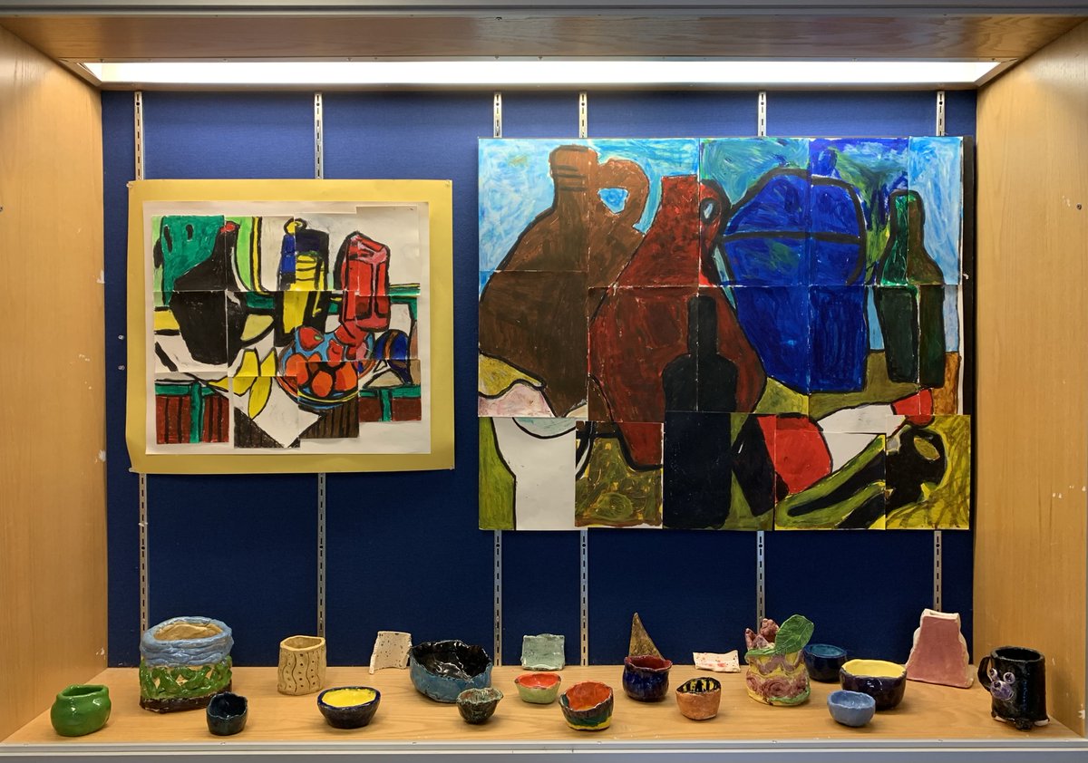 In recognition of Black History Month, 5th grade observed and recreated a still life painting by Harlem Renaissance artist William H. Johnson. Each student traced and painted individual sections to recreate the entire piece as a whole. <a href="/FTSHunterdon/">FTS Hunterdon</a>  @MsGooditis <a href="/NicholasADiaz/">Dr. Nicholas Diaz</a>