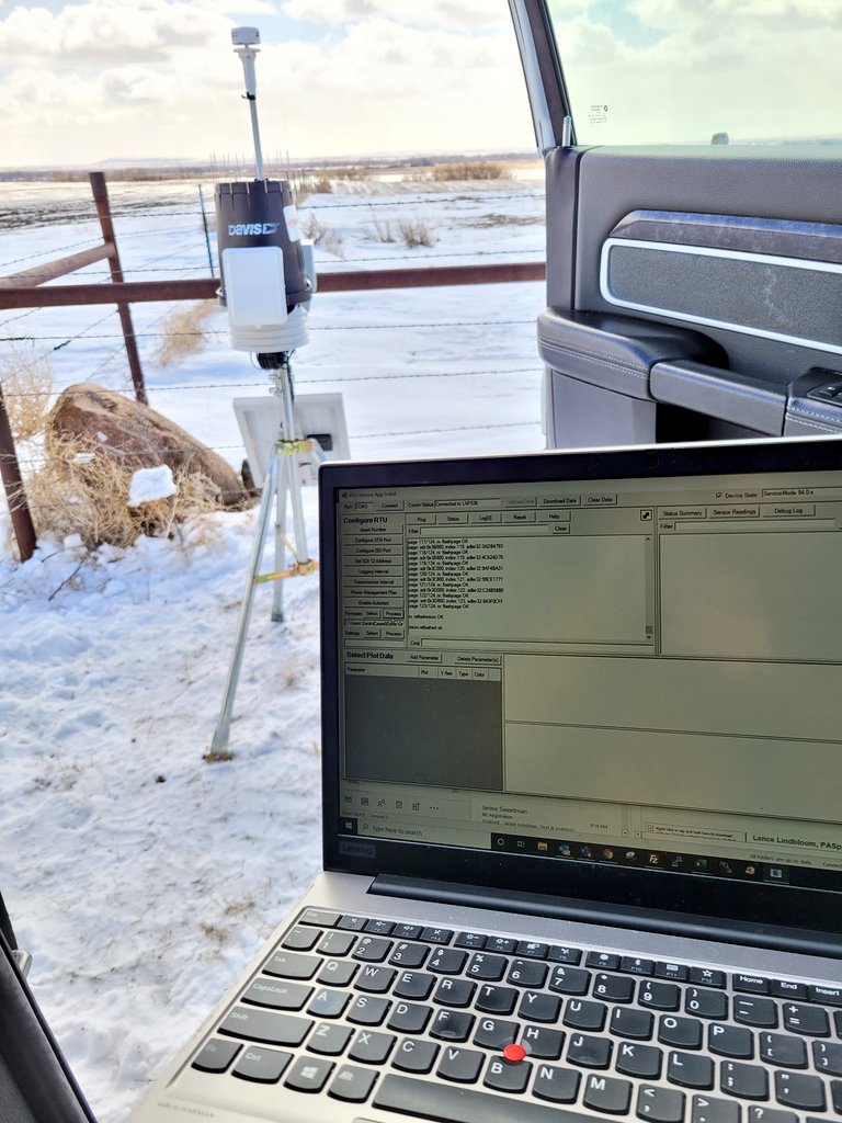 Bluetoothing new software to this <a href="/farmers_edge/">Farmers Edge</a> weather station from my warm truck. Technology is wonderful #agriculture #spring2022 #seed22 #weatherwisdom
