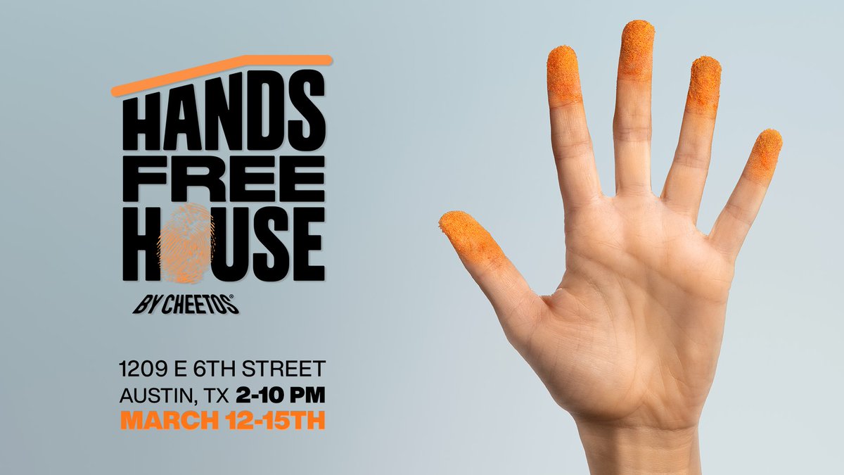 ChesterCheetah's tweet photo. Hey Austin, I heard y’all have a thing for the color orange 😏 so I’m bringing Cheetos to #SXSW this year for an immersive tech experience you won’t want to miss. stop by the Hands-Free House 3/12-3/15 and see what it's all about. #CheetosHandsFree https://t.co/f2VwJVdENs