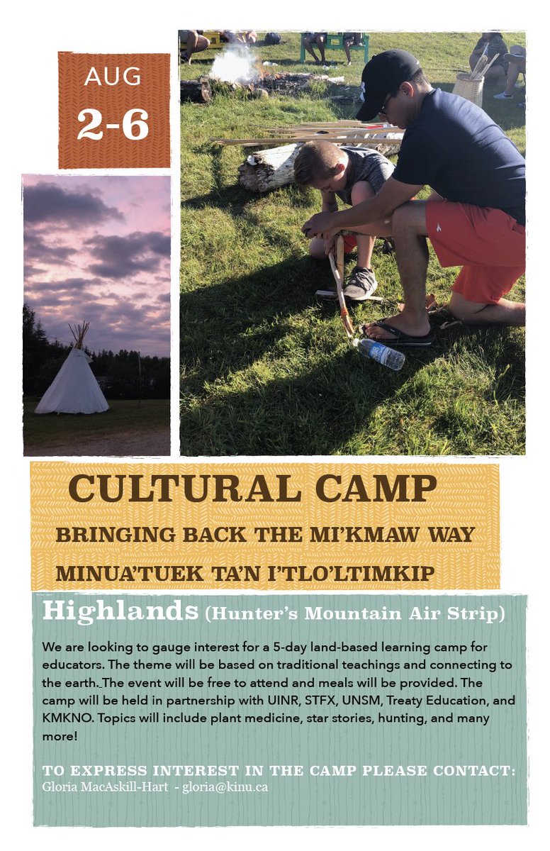 MK_Education's tweet photo. We are planning to host a camp this Summer for Educators in our MK communities and are looking to see if there is interest. Please reach out to Gloria - gloria@kinu.ca if this is something you'd like to take part in. https://t.co/WKVcYNbT1F