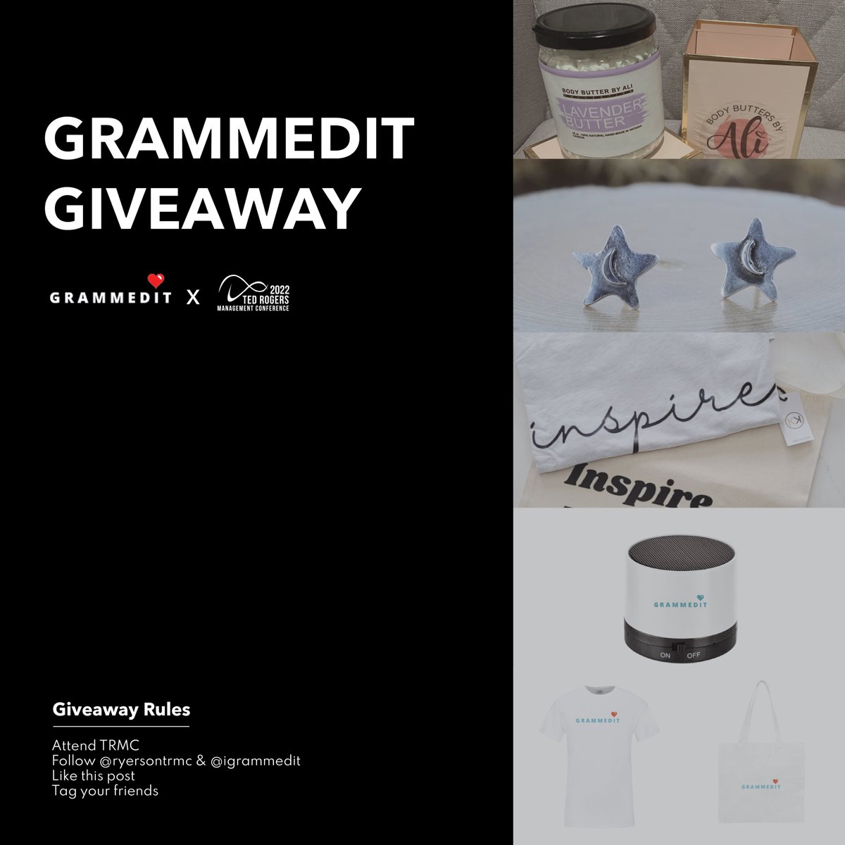 🚨 GIVEAWAY ALERT 🚨

TRMC STARTS TOMORROW! To continue our roll of giveaways we are excited to share one of our Social Media Giveaway contests in partnership with @igrammedit! 

Check out our Instagram, @ryersontrmc for more details on our GIVEAWAYS!!