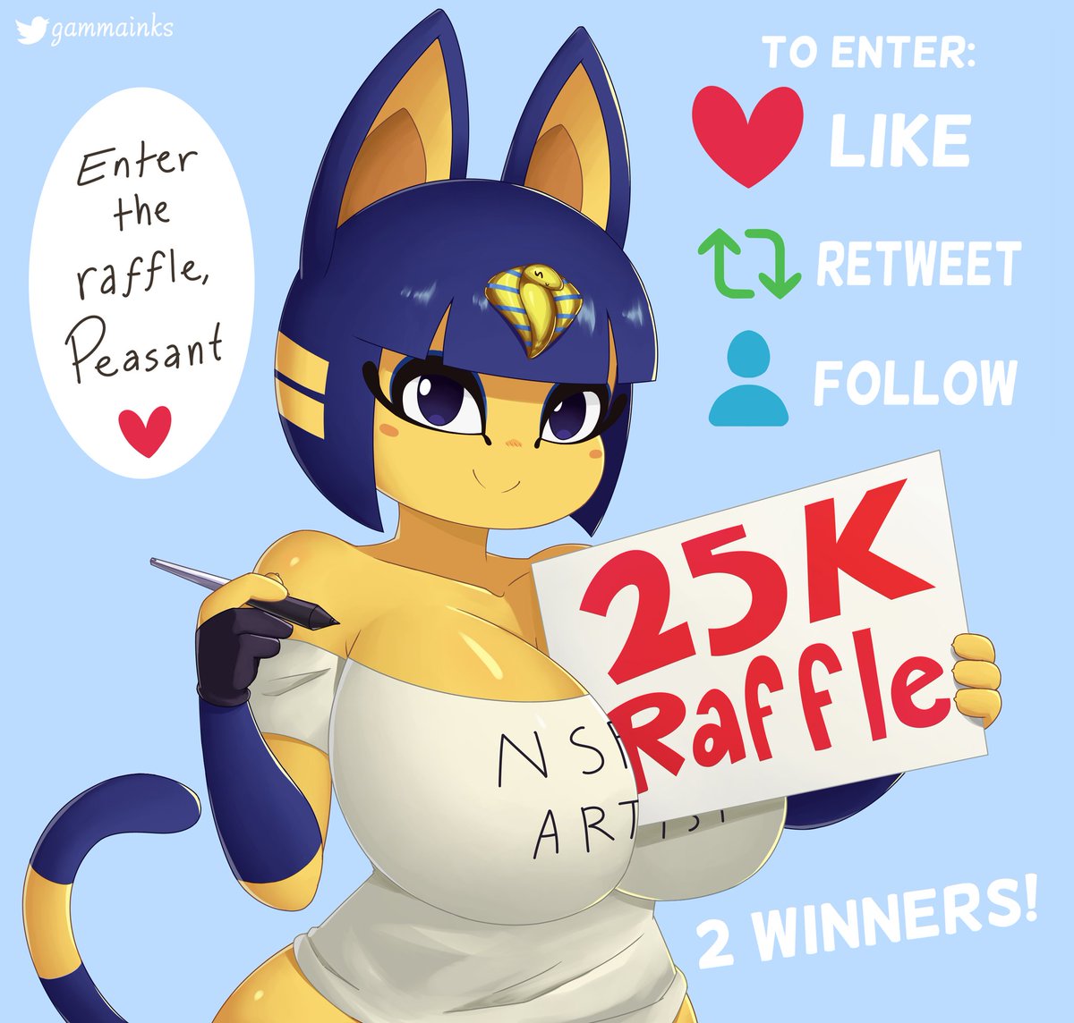 Hello everyone, first things first, Thank you so so much for 25K followers! It's crazy, and I appreciate it 💛💛💛

As a way to thank you I'll be holding a little raffle for 2 soft shaded 1 character commissions, to enter follow the steps in the image. Ends on March 16th 💛