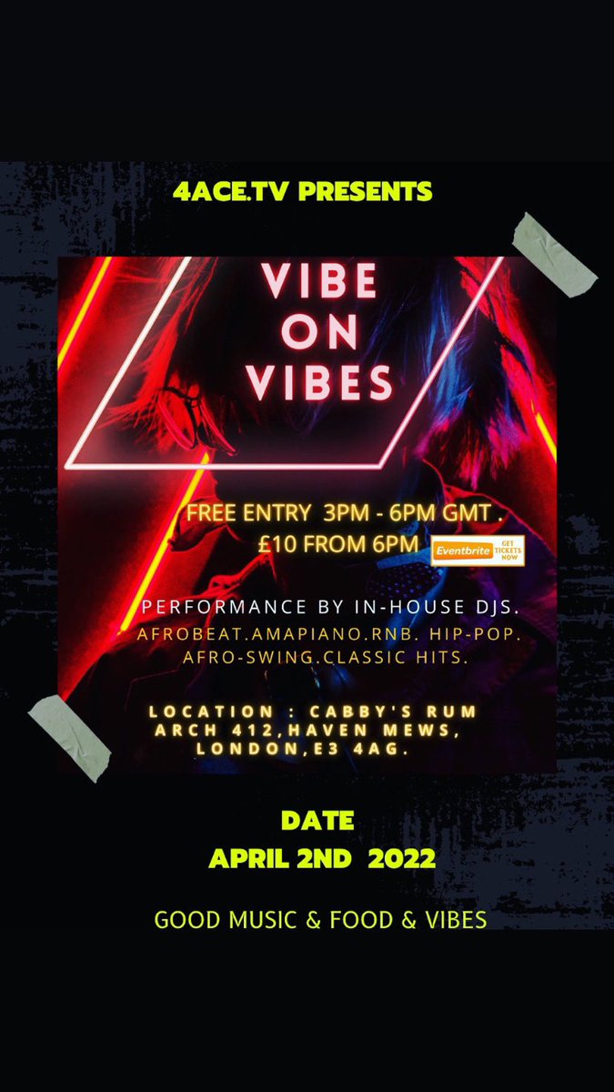Everyone is invited to #turnup with us on April 2nd in East London. #VibeMe #parry #music #dj #turnup #party #4acetv #londonparty #rum #gin #afrobeats #Amapiano #hiphop #RnB #dancefloor