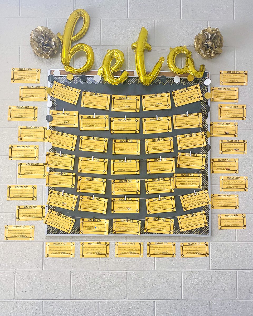 WHHeritageElem's tweet photo. This week is @nationalbeta Week! To celebrate, faculty members were invited to “Brag on a Beta” &amp; write a compliment about each Beta member to display in the hallway. HES Betas have loved stopping by the board to read the compliments!
#WeAreRCSTN #WeAreHES #NationalBetaWeek https://t.co/5dy7bS6eCU