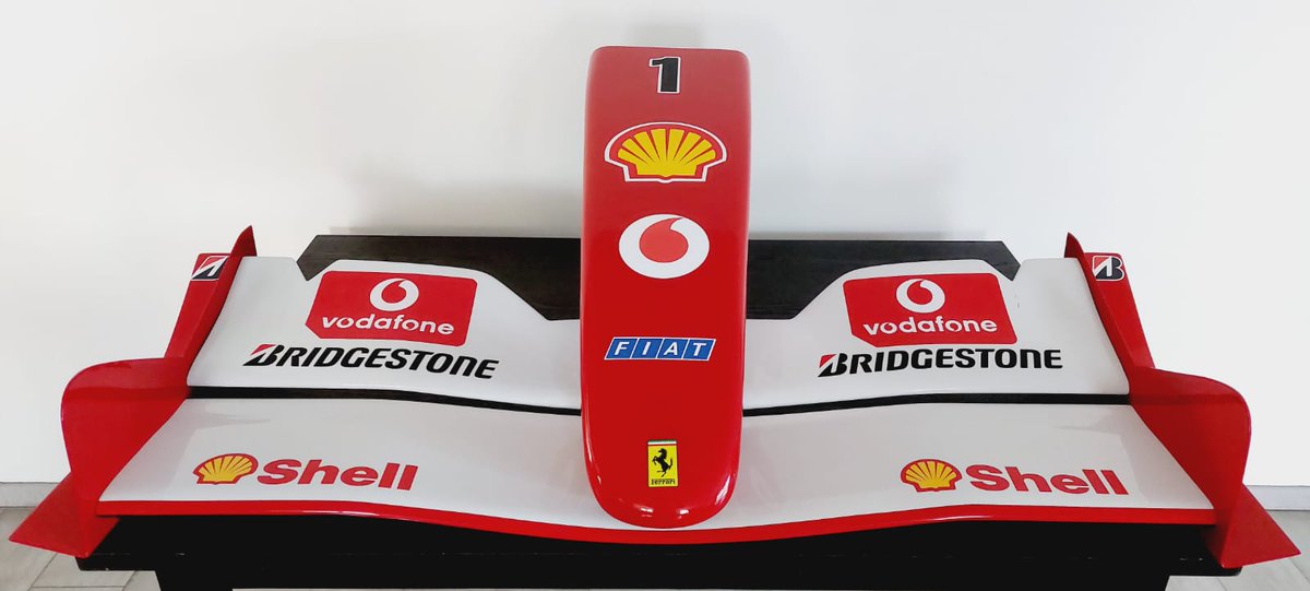 MemorabiliaExp's tweet photo. 2002 Michael Schumacher Ferrari F2002 nosecone replica. This fantastic replica display piece bears all of the appropriate sponsor logos and is the correct size and shape of the pricey original. The World Championship nose measures 57 "x  32" x 18″.

Price upon request https://t.co/sQf7e57hD7