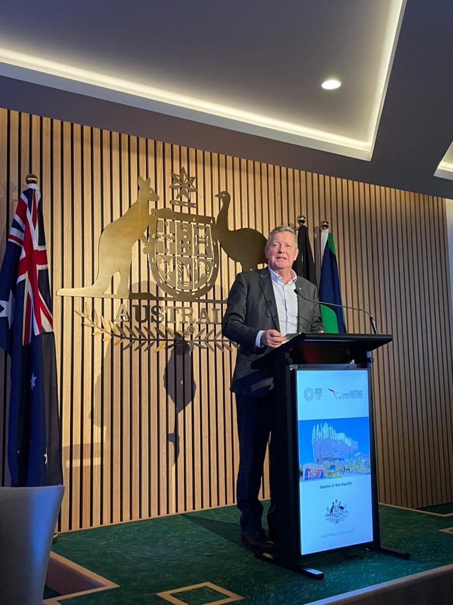 AusCG_Expo's tweet photo. “The Brisbane 2032 Games will be Oceania’s Games”. Great to hear from @AUSOlympicTeam CEO Matt Carroll and @NatCookVB at @Expo2020Aus Sport in the Pacific event. Inspiring the next generation of Olympians and Paralympians. #GdayExpo2020 @SportsDipAUS @expo2020dubai 🥇 https://t.co/UY4v63JVrI