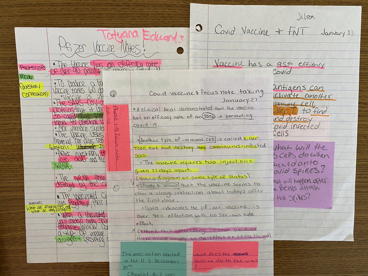 McCluerAVID's tweet photo. Learning how the COVID vaccine works through research and the focused note-taking process. #McCluer #WeAreFergFlor https://t.co/EiStGl9JpG