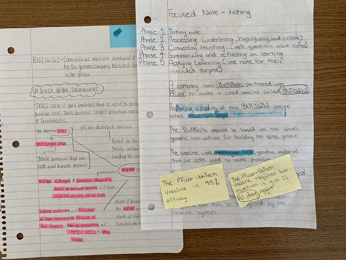 McCluerAVID's tweet photo. Learning how the COVID vaccine works through research and the focused note-taking process. #McCluer #WeAreFergFlor https://t.co/EiStGl9JpG