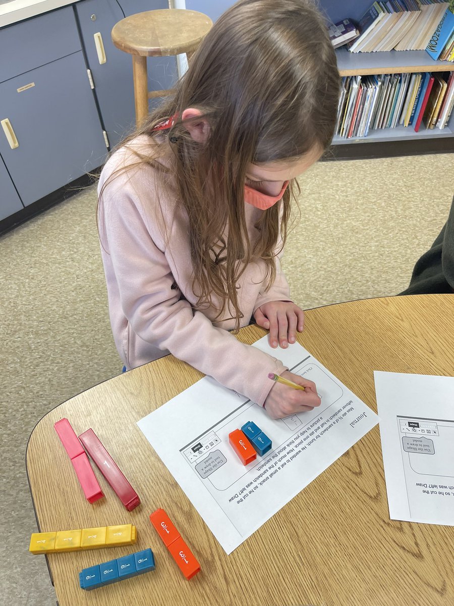 iTeach_3rd's tweet photo. We’re trying to figure out how much Max ate of his sandwich using equivalent fractions! @WindsorFarmES https://t.co/RaOh9zUQdX