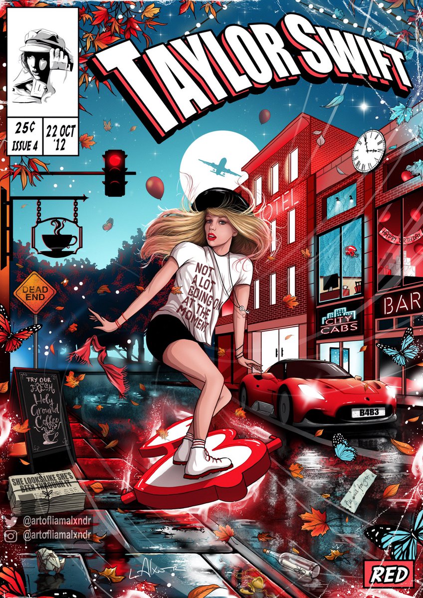 artofliamalxndr's tweet photo. My interpretation of Taylor Swift’s ‘Red (Taylor’s Version) reimagined as a comic book cover https://t.co/pqFeiXYJxf