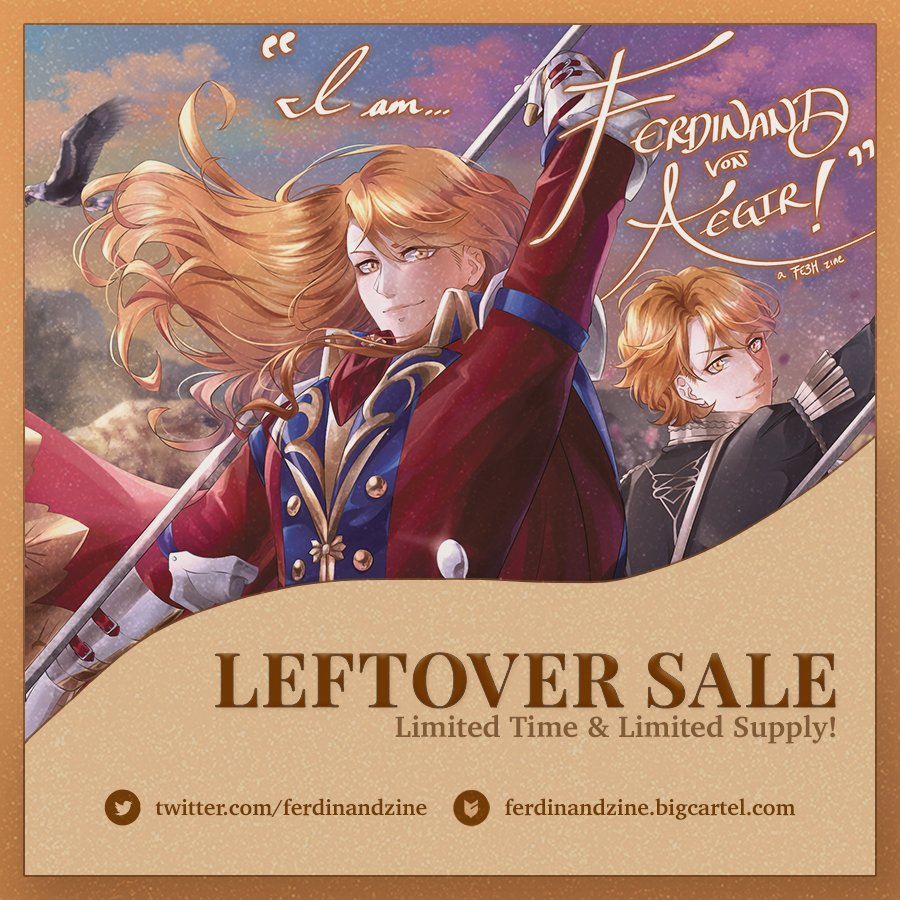ferdinandzine's tweet photo. 🛒⚔️ LEFTOVER SALES ⚔️🛒

IaFvA is happy to announce that our leftover sales have officially begun! Our stock is limited &amp; we don't plan on restocking, so grab supplies while they last! 💪

Our close date will be April 9th unless we sell out by then 🍵

🐎 https://t.co/wtWKrF4k2Y https://t.co/921d3iQLcm