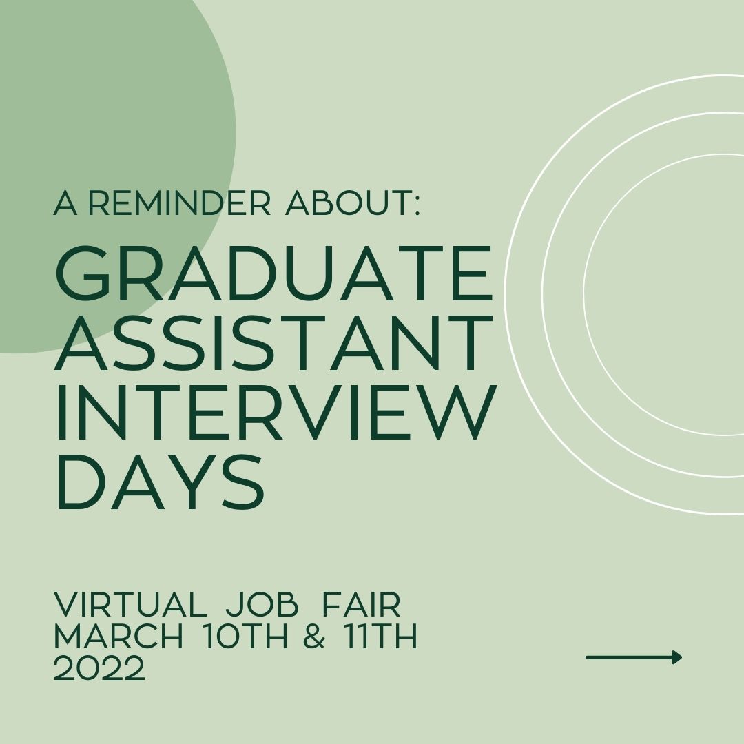 HESA_EMU's tweet photo. HESA students! A reminder that the Graduate Assistant Interview Days are happening virtually on March 10th and 11th, 2022. https://t.co/GLlbdCQIjJ