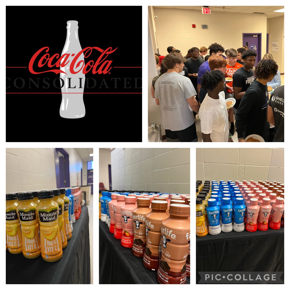 DogsGridiron's tweet photo. Huge thank you to Coca-Cola Consolidated for their donation of drinks!! The boys enjoyed the juice 🧃and milk 🥛as they celebrated the end of their Olympic Games!! @BHSdogsfootball #CocaColaConsolidated https://t.co/bLLqKAKkNE