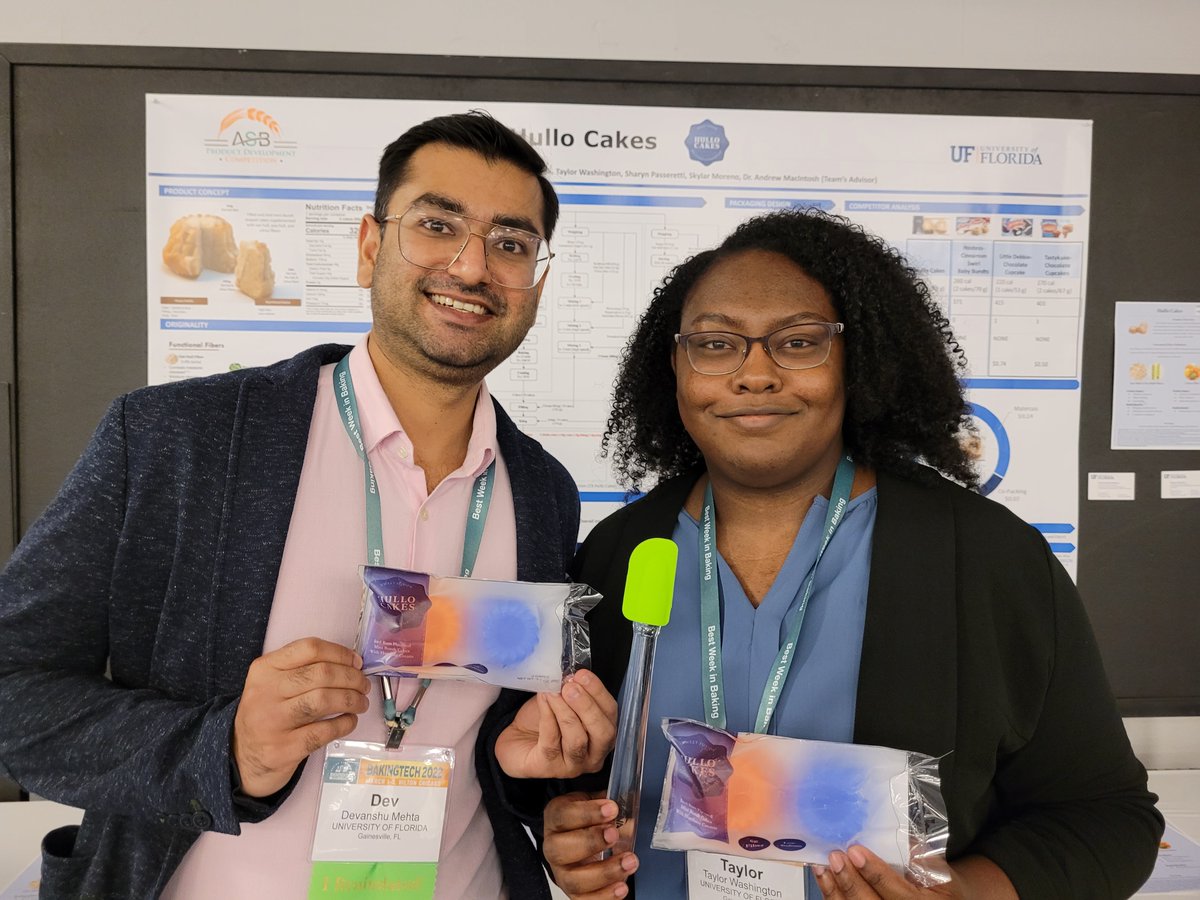 AvenaFoods's tweet photo. Congratulations Devanshu Mehta, Taylor Washington and team from the University of Florida and their product "Hullo Cakes" for taking top national baking prize using Avena Best Dietary Fibers in the ASB Product Development Competition 2022!! - https://t.co/qLshJSjwzQ https://t.co/rOi0YERzhW