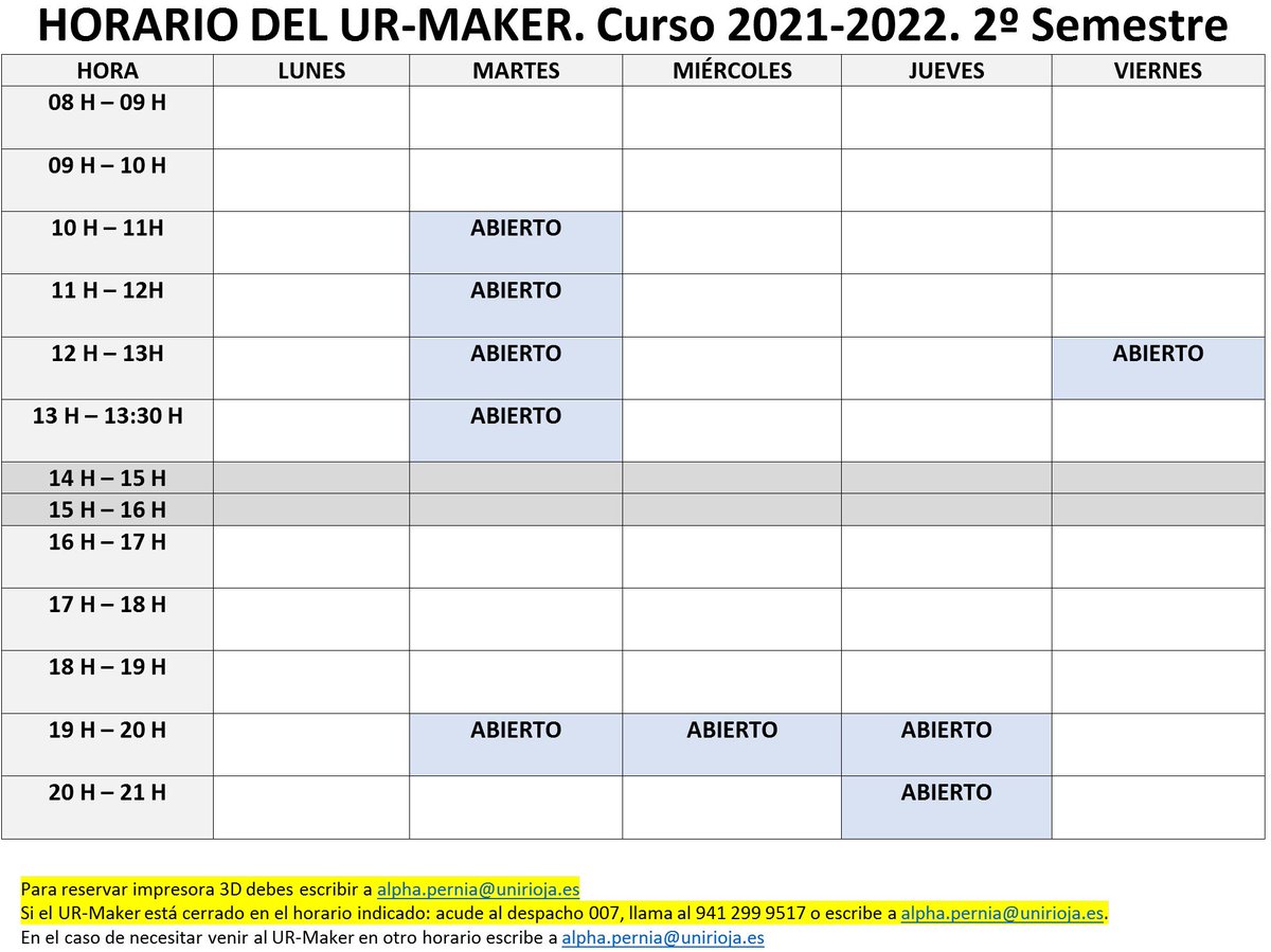 area_urmaker's tweet photo. Hemos agregado una hora más los viernes https://t.co/92WUSBDqqU https://t.co/4WVDoyJg2C