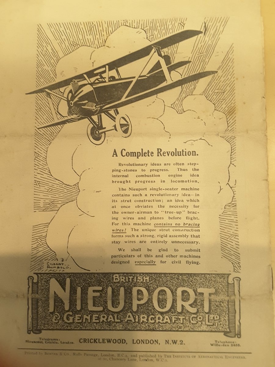 Flyingarchivist's tweet photo. Another fun day at the @aerosociety library. You would expect an aviation magazine to carry adverts for #magnetos and #Nieuport aurcraft, but...an unbreakable lavatory cistern pull??? https://t.co/EdJc2wHSC7