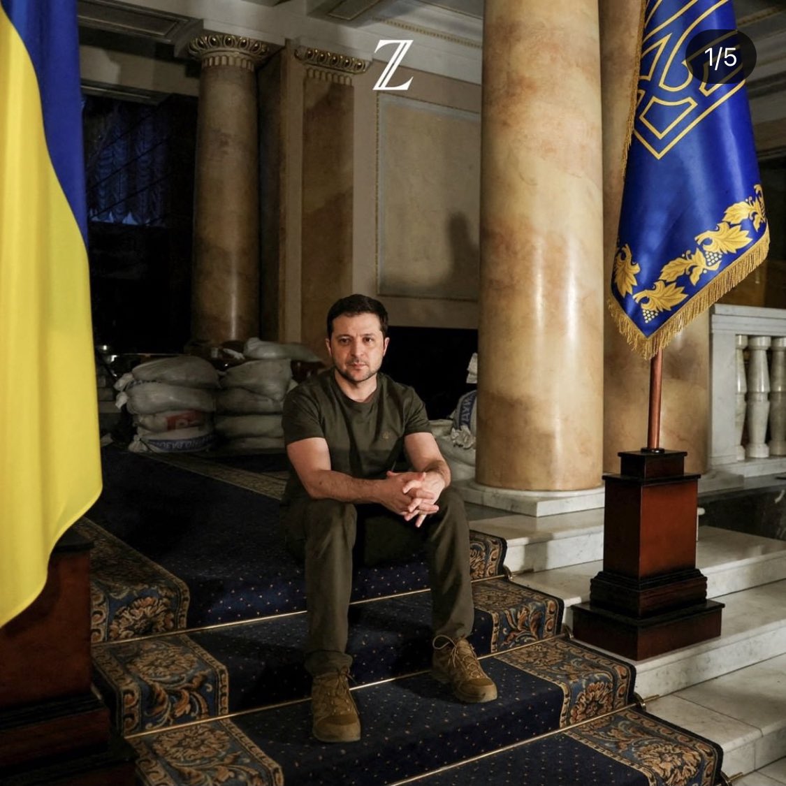 Might not have been a good idea for 'Die Zeit' to put its logo on the top of this picture of Volodymyr Zelenskyy