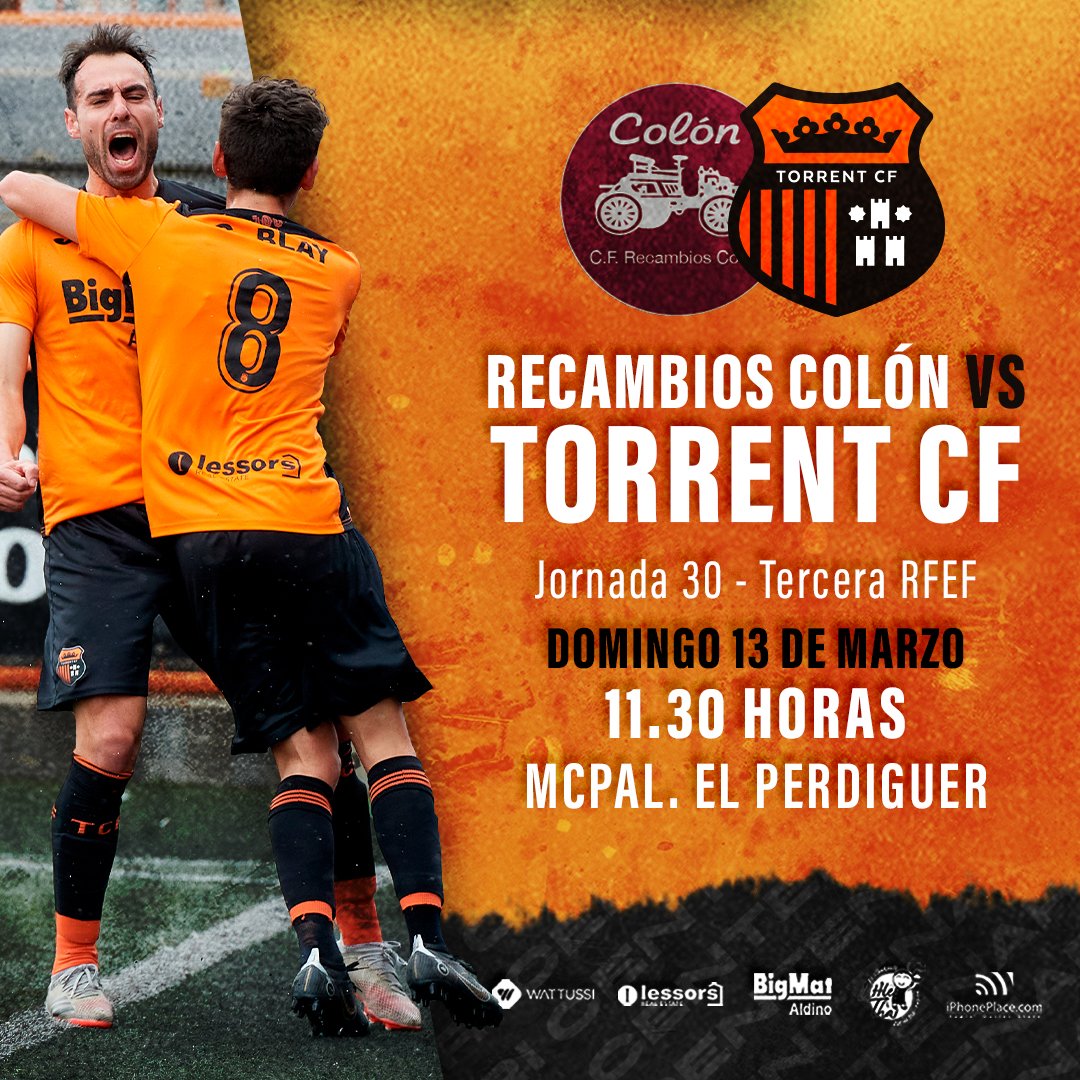 tcf_oficial's tweet photo. El domingo nos desplazamos hasta Aldaia para enfrentarnos al @cfcolonoficial. Una buena oportunidad para acompañar al Torrent y llevar al equipo hacia la victoria. ��No faltes!

⚽ Jornada 30
🆚 @cfcolonoficial
🏟 #ElPerdiguer
📅 Domingo, 13 de marzo
🕛 11:30
🎫 10€ https://t.co/sx3YakumnN