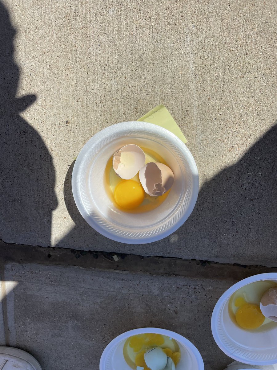 Seventh grade testing out the heat shields they designed. Did their “eggstronauts” make it back to Earth safely? YES! ⁦<a href="/FWAcademy/">Fort Worth Academy</a>⁩ #thebesteducationbeginshere