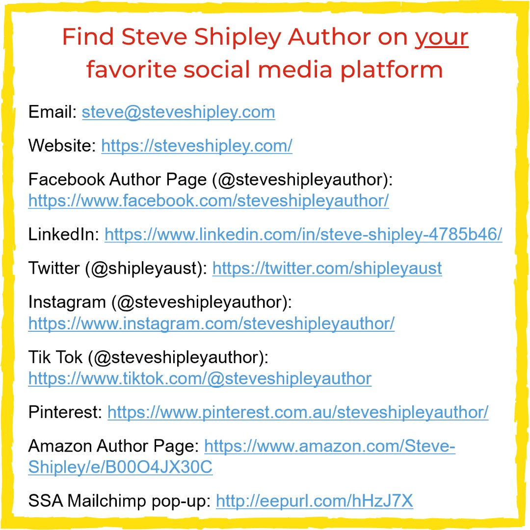 shipleyaust's tweet photo. YOU choose where and how to engage with @shipleyaust on your terms. Updated #contactinformation
#author #amwriting #authorjourney #authorlife #authorsofinstagram #writingabook #writingcommunity
#contact #information https://t.co/GcvPLLFbv3