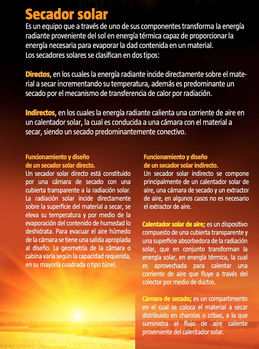 🌞🥭¿Conoces los pasos básicos para el secado solar de frutas? 🌞🥭

En este post, te enseñamos los pasos e información de interés.

¿Conoces algún secador solar? 🤔

#energiasolar
#secadorsolar