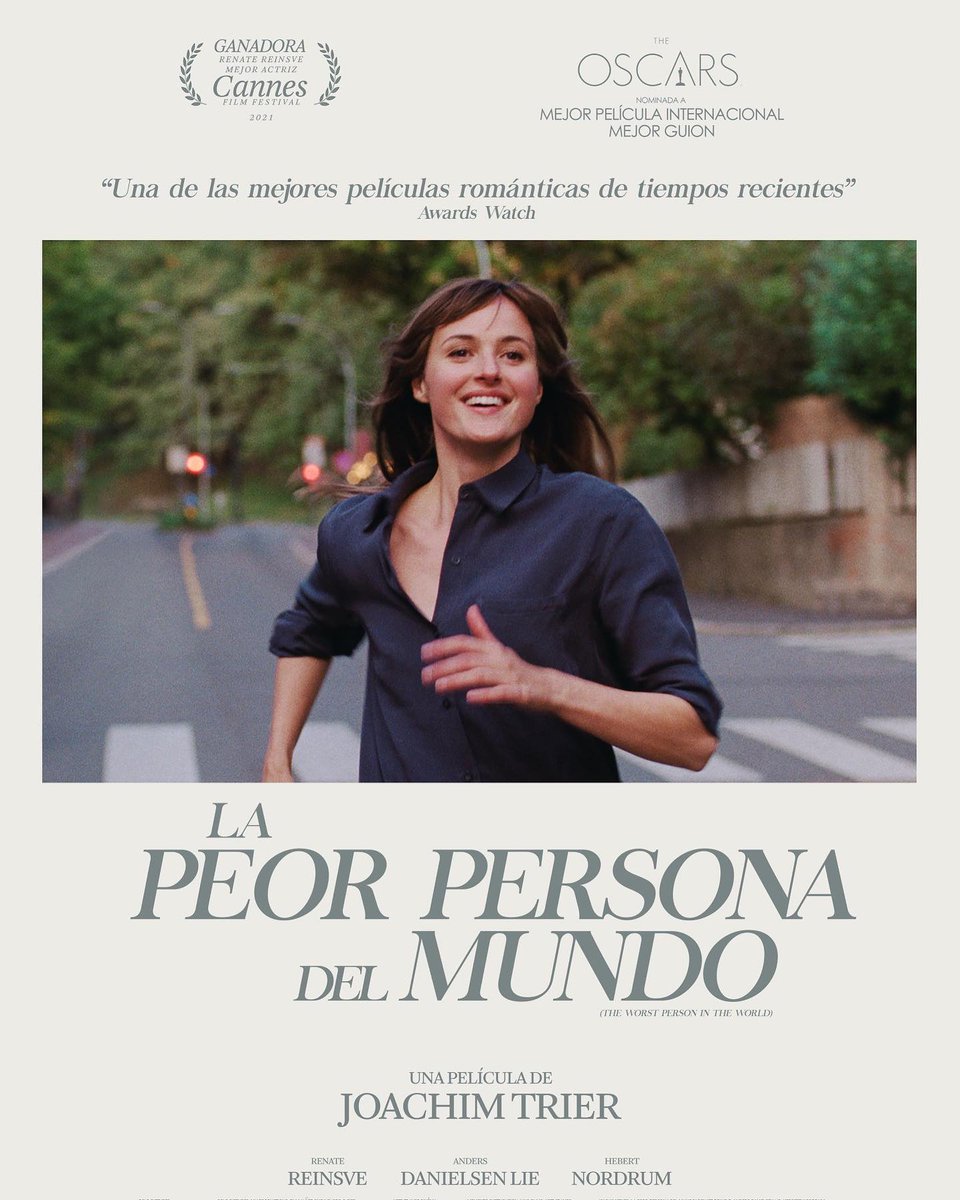 CinetecaMexico's tweet photo. Selección oficial para los #Oscars 2022 y ganadora a Mejor actriz en Cannes, LA PEOR PERSONA DEL MUNDO (Joachim Trier, Noruega) #próximamente https://t.co/4NGpBIUxSM