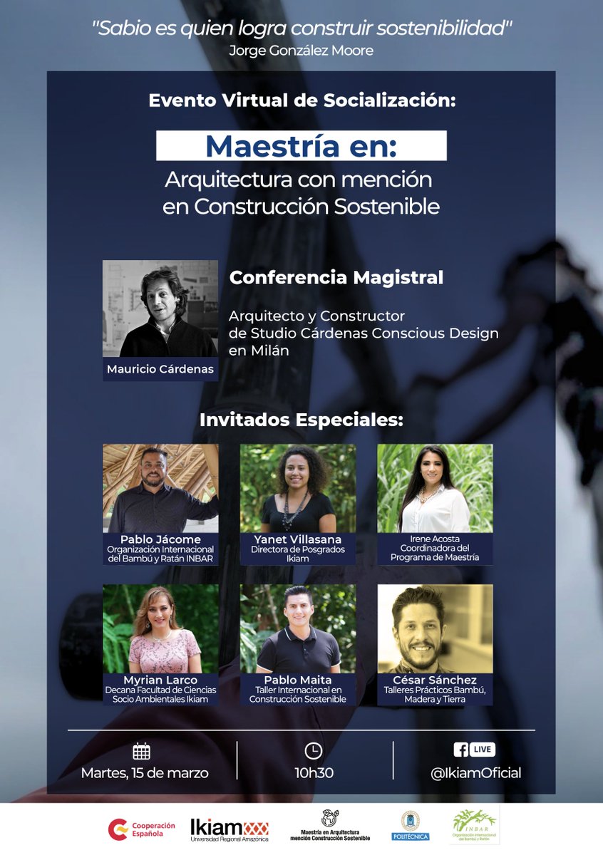 🟢 Maestría en #Arquitectura con mención en #ConstrucciónSostenible

#Tecnología alineada a los tres ejes de la #sostenibilidad: respetar el #medioambiente y fomentar una sociedad justa y una #EconomíaCircular y verde. 

Únete a la conferencia 👇