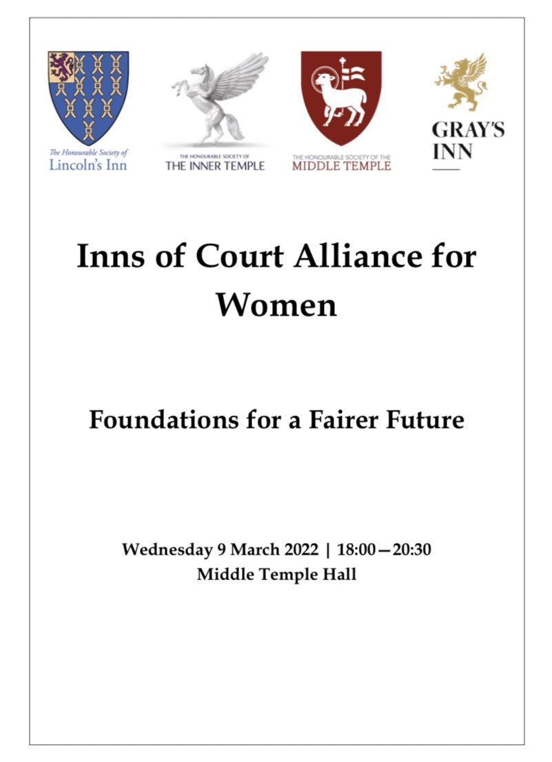 I am sorry that I was unable to join the event in person but was very grateful for the opportunity to take part in this important discussion online. 
I hope <a href="/ICAW_22/">The Inns of Court Alliance for Women</a> continues to flourish and promote fairness at the Bar.