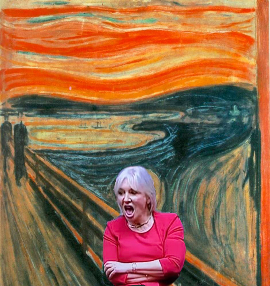 Great works of cultural value ruined by Nadine Dorries' head. The Scream, by Edvard Munch.