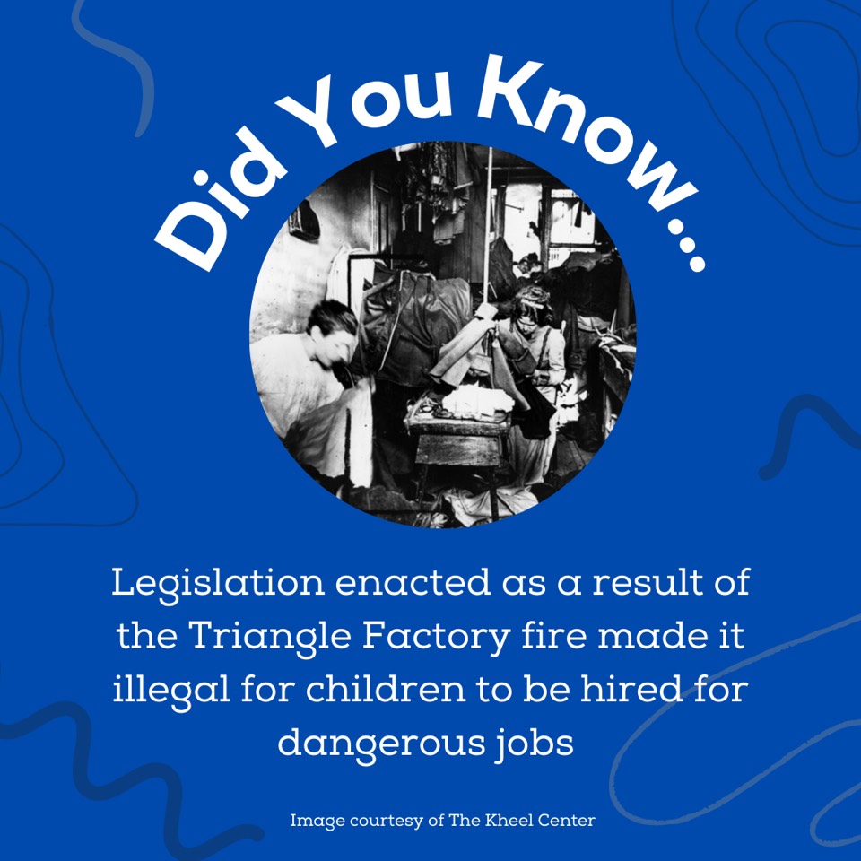 trianglefire's tweet photo. Child labor laws were forever changed by the historic Triangle Factory fire. #trianglefactoryfire #WeRemember #TriangleFireMemorial #historyfacts #history #historyfactsdaily https://t.co/BGgHj7jjk3