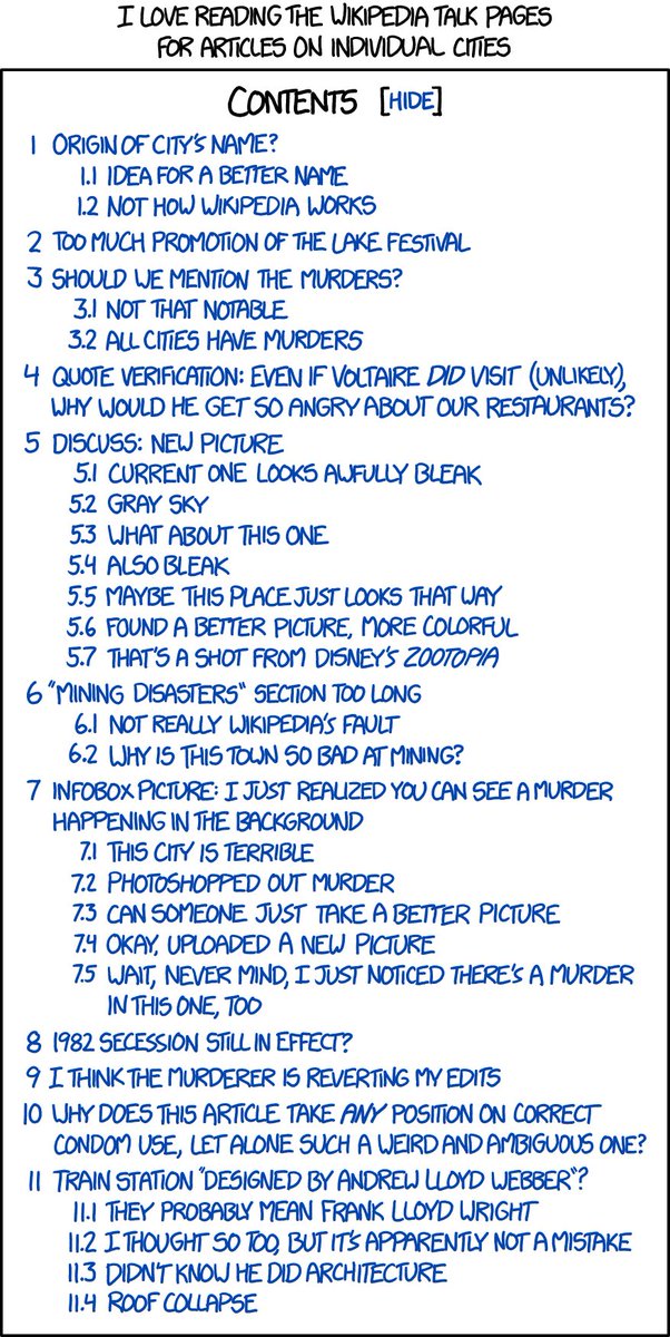 XKCD Cartoon 1665 about Wikipedia talk pages