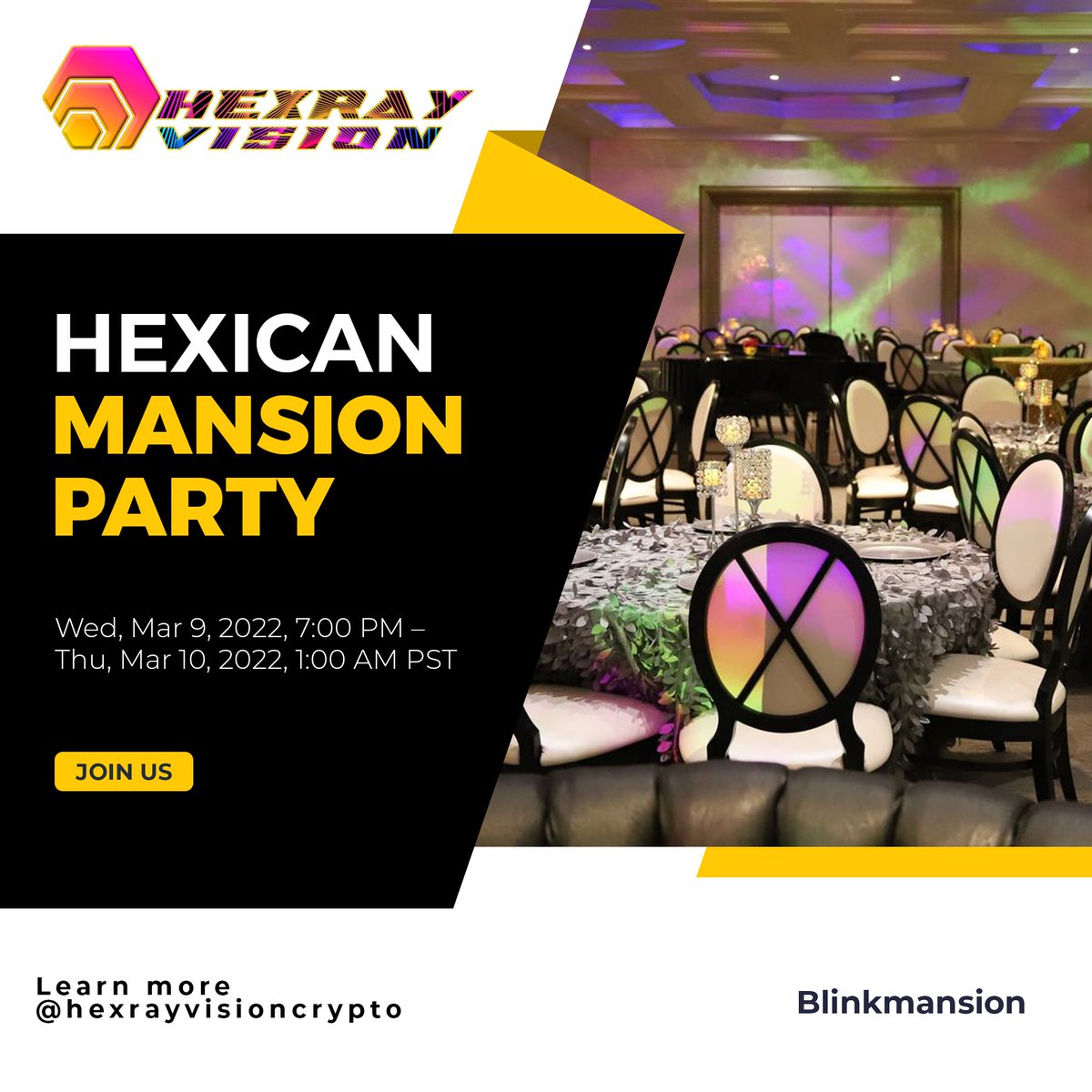HEXrayVision's tweet image. COME ONE, COME ALL TO THE 1ST ANNUAL HEXICAN MANSION PARTY! HOSTED BY NAGA BEAU &amp;amp; CORY THE INVESTOR. THIS IS A RED CARPET EVENT SO COME DRESS TO IMPRESS!

Learn more @ hexrayvisioncrypto.com

#UnitedStatesEvents #NevadaEvents #ThingstodoinWinchester #WinchesterParties #Winch...