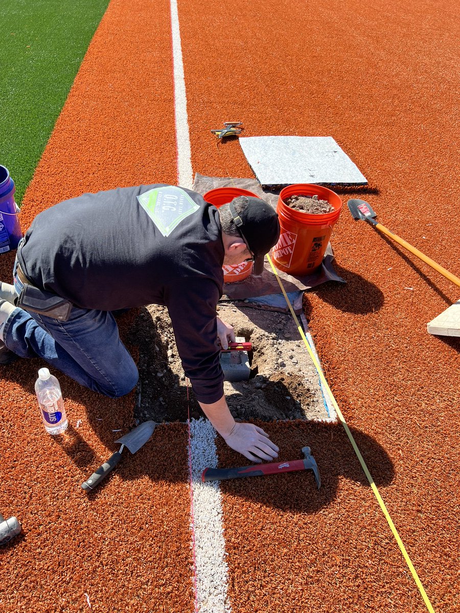 All anchored in!! Quick job down in AZ installing base anchors post synthetic turf install. Spring is right around the corner back in the Midwest…don’t forget to contact Ogden Turf &amp; Grading to get your surfaces ready for the season!!