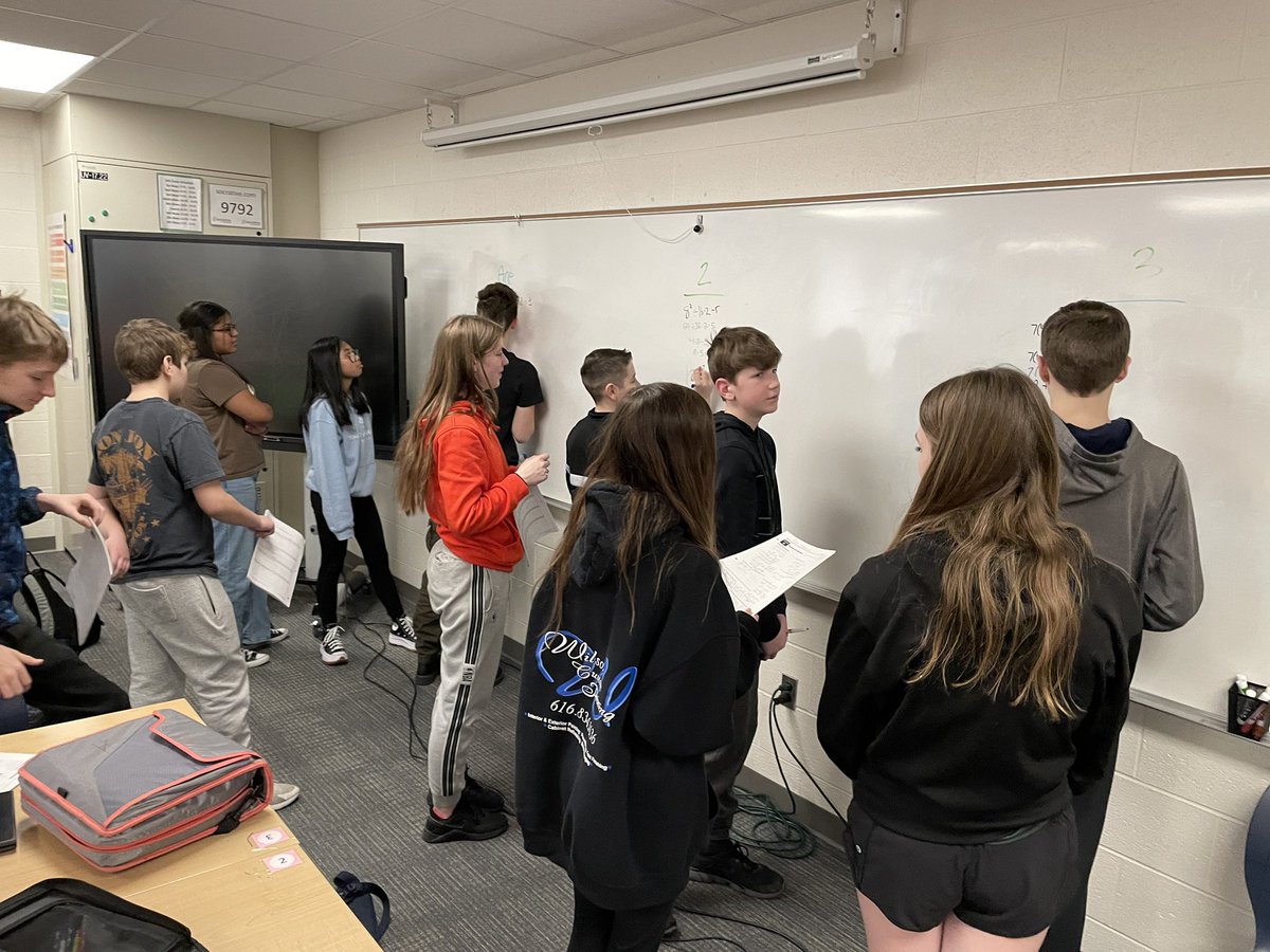tmaynard5's tweet photo. Watched Ss Tch @misstrpstr lesson go from OK to amazing today! @GVSUmath should be proud! Ss went from sitting &amp; listening &amp; talking in teams to becoming experts on one problem &amp; presenting to class. Each hr was better &amp; better! #miched #mschat #flipclasschat @ProfJonh https://t.co/XrTVLS978h