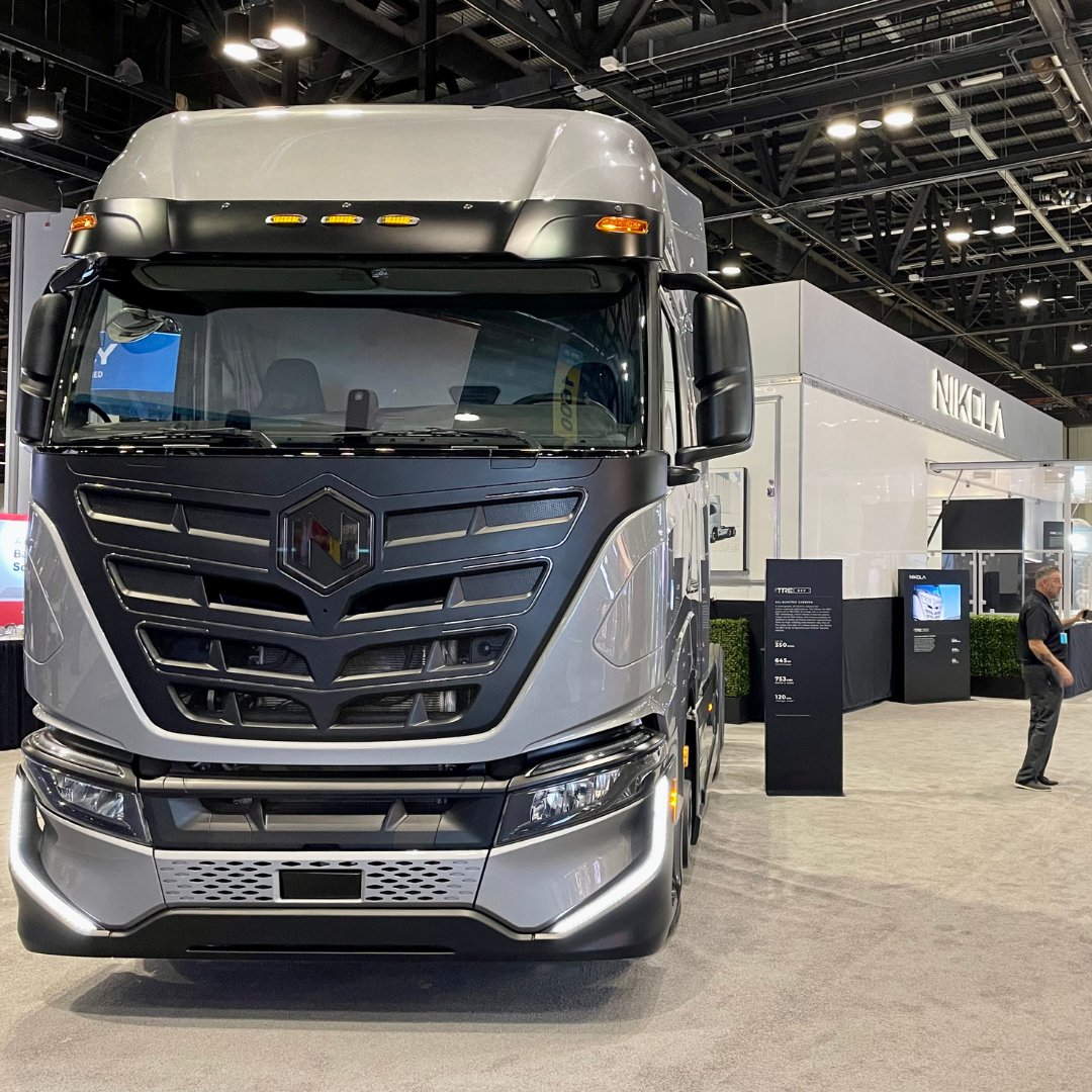 Get on over to booth 1561 to see the #NikolaTreBEV and talk shop with #TeamNikola about all things infrastructure, hydrogen and electric. The Nikola Mobile Charging Trailer has also joined in the fun for its first public event. #TMCAnnual22 <a href="/TMC4Trucks/">Technology & Maintenance Council (TMC) of ATA</a>