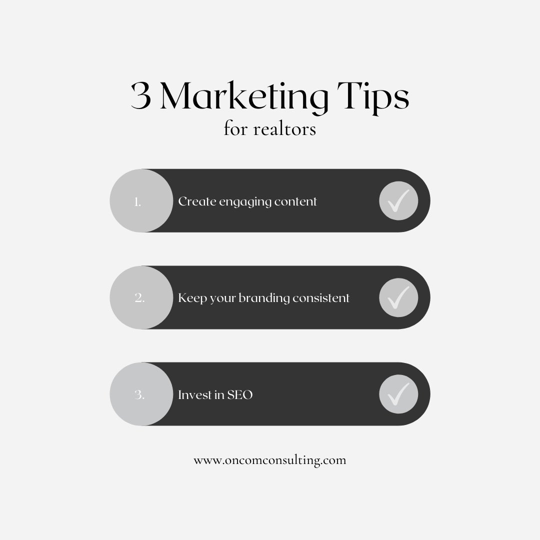 OncomConsulting's tweet photo. We made a list of tips for #realtors to effectively market themselves no matter what market they’re in. https://t.co/2gD90dfwU7