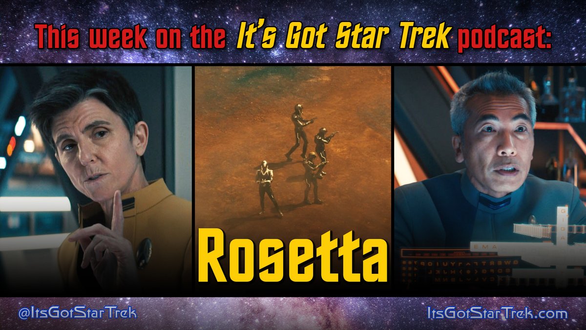 ItsGotStarTrek's tweet photo. Calling all lollygaggers! We know know this past week has been busy, what with 2 episodes of Trek, the #StarTrekSNW trailer, &amp; the incessant encroachment of reality - but don't slouch on episode #118 of IGST lest you miss a giggly deep dive into #StarTrekDiscovery's "Rosetta" 😋 https://t.co/kZ6EsPjV5B