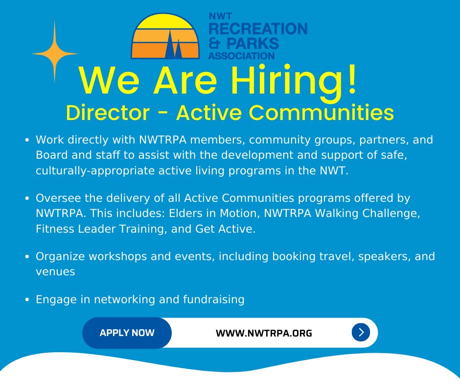 nwtrpa's tweet image. The NWTRPA is hiring for TWO positions and we want YOU to join our awesome team!  nwtrpa.org/jobs #NWT #Recreation #NWTjobs